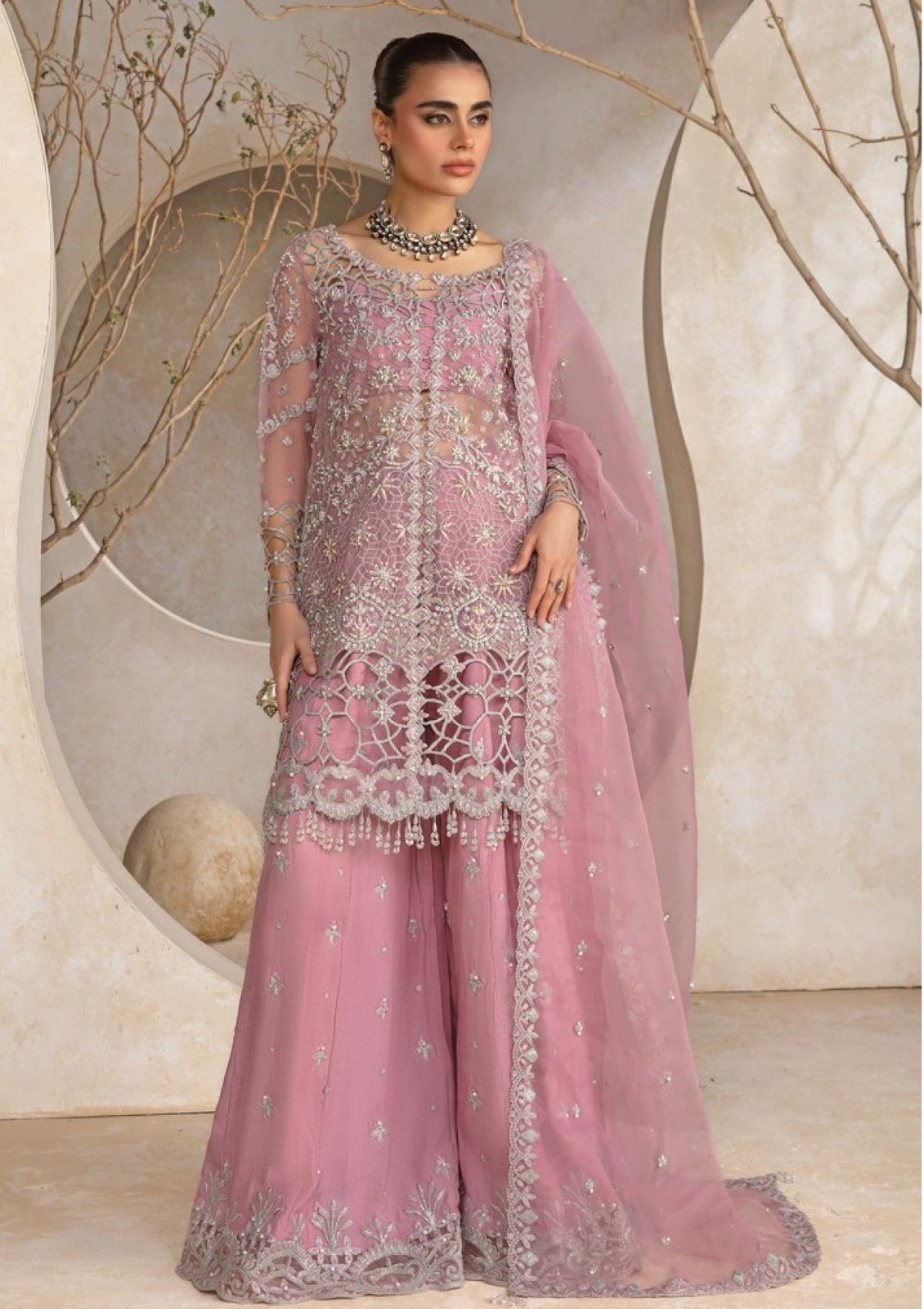 Dhanak embroidered luxury unstitched 3pc suit